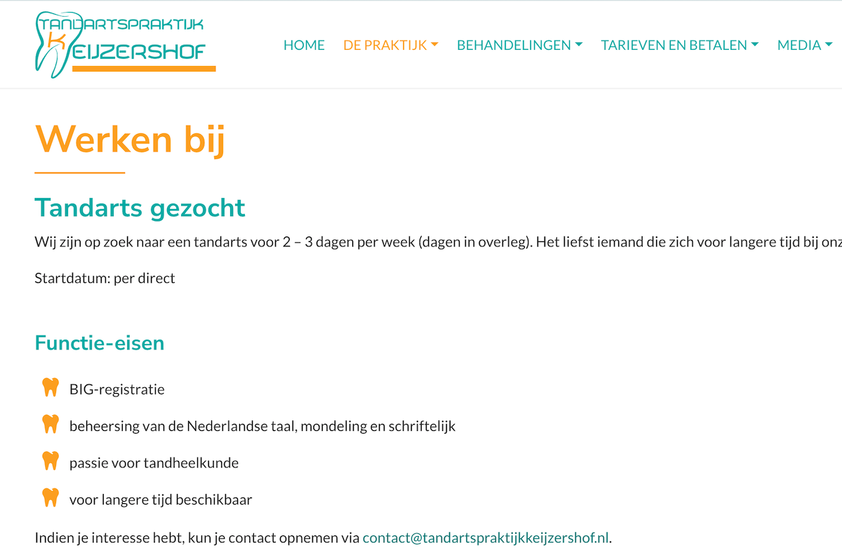 werken bij tandertpraktijk Keijzershof in Pijnacker